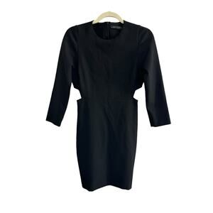 Zara Woman Small Black Ponte Long Sleeve Dress Side Cutouts #2866